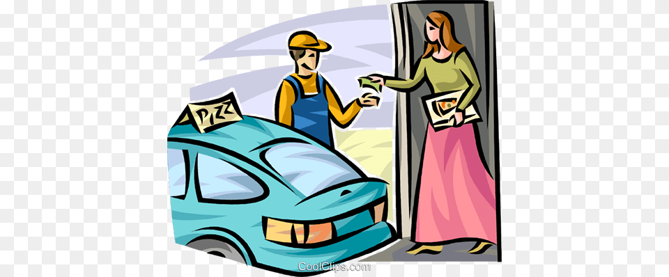 Paying The Delivery Man For A Pizza Royalty Free Vector Clip Art, Book, Publication, Comics, Adult Png