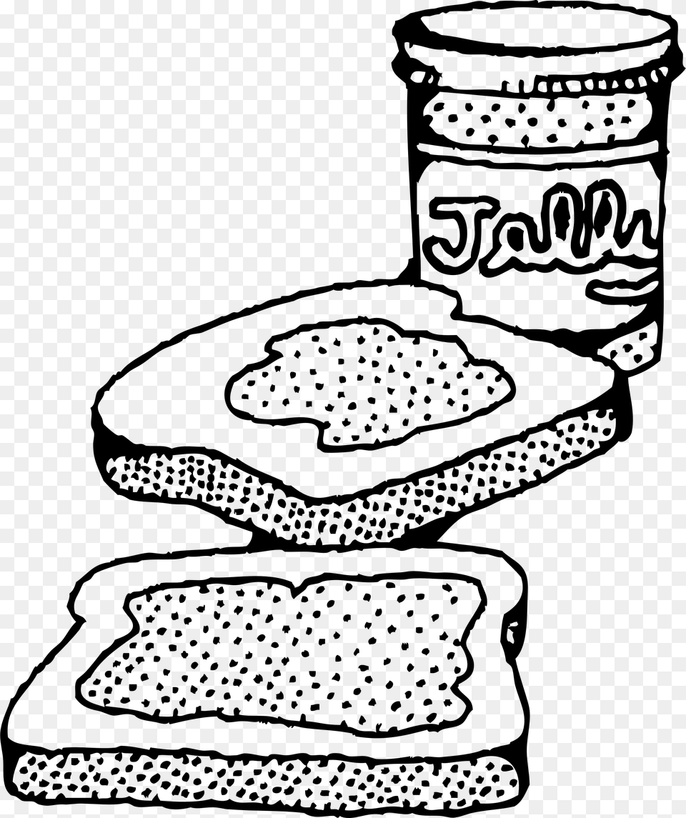 Pbampj Sandwich Clip Arts Peanut Butter And Jelly Sandwich Clip Art Black And, Gray Free Png