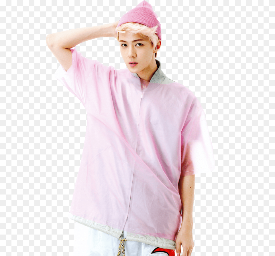 Pbang Yonggukmoon Jongupchoi Junhongkim Himchanjung Sehun Pink, Cap, Clothing, Hat, Person Png