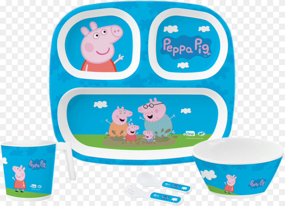 Pc Kids Set Peppa Pig, Cup, Cutlery, Food, Lunch Png Image