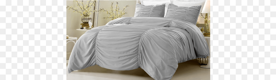 Pc Or 4 Pc Gray Ruched Comforter Duvet Cover Set Web Linens 3pc Ruched Design Gray Duvet Cover Set Style, Furniture, Bed, Bed Sheet Png Image