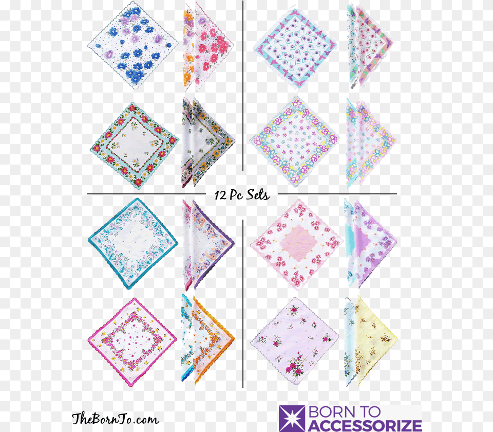 Pc Set Ladies Handkerchiefs With Scalloped Edges Triangle, Napkin Free Png Download