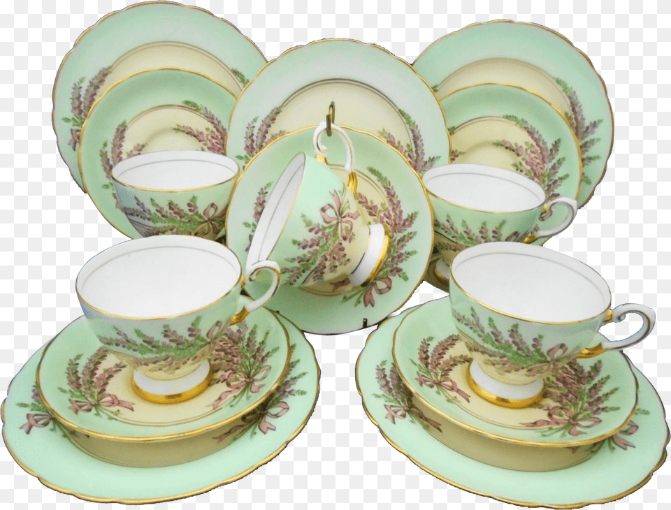 Pc Tuscan Pink Ribbon Green Tea Cup And Saucer Trio Saucer, Art, Porcelain, Pottery Free Png