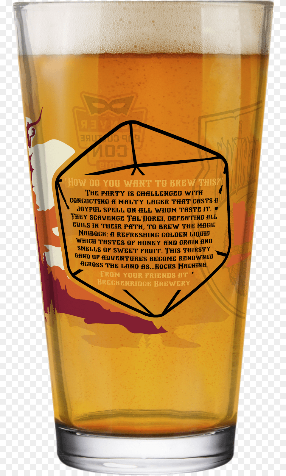 Pcc 2019 Pint Glass Sl Beer Back Breckenridge Comic Con Pint, Alcohol, Beer Glass, Beverage, Liquor Free Transparent Png