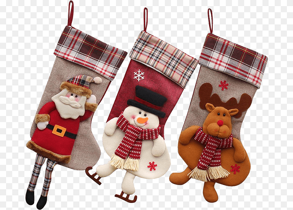 Pcs Set 18 Christmas Stockings Christmas Stockings Dmcore 3pcs 18quot 3d Plush Cute Santa, Christmas Decorations, Festival, Hosiery, Clothing Free Transparent Png