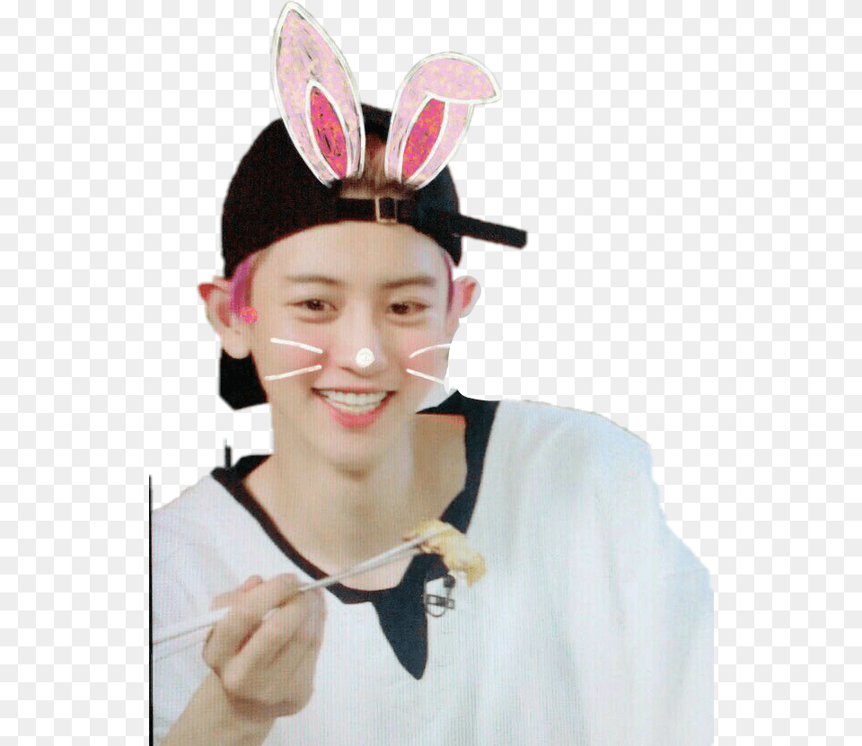 Pcy Chanyeol Exo Cute Precious Chanyeol Exo Cute Sticker, Hat, Person, Head, Fork Free Transparent Png