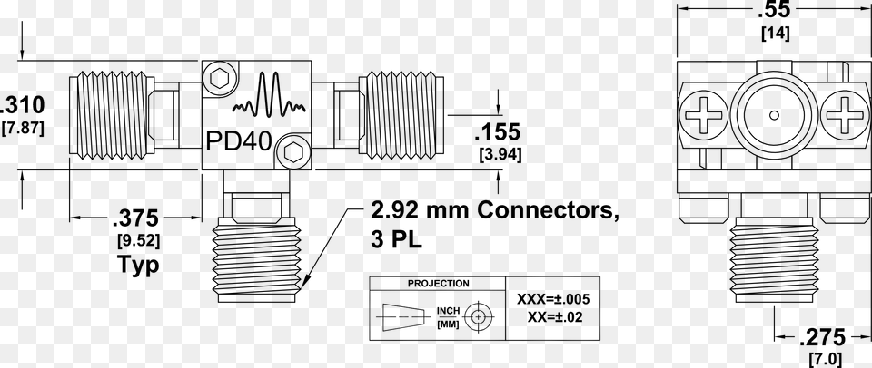 Pd 0040 Power Divider Package Diagram Package Diagram, Gray Png