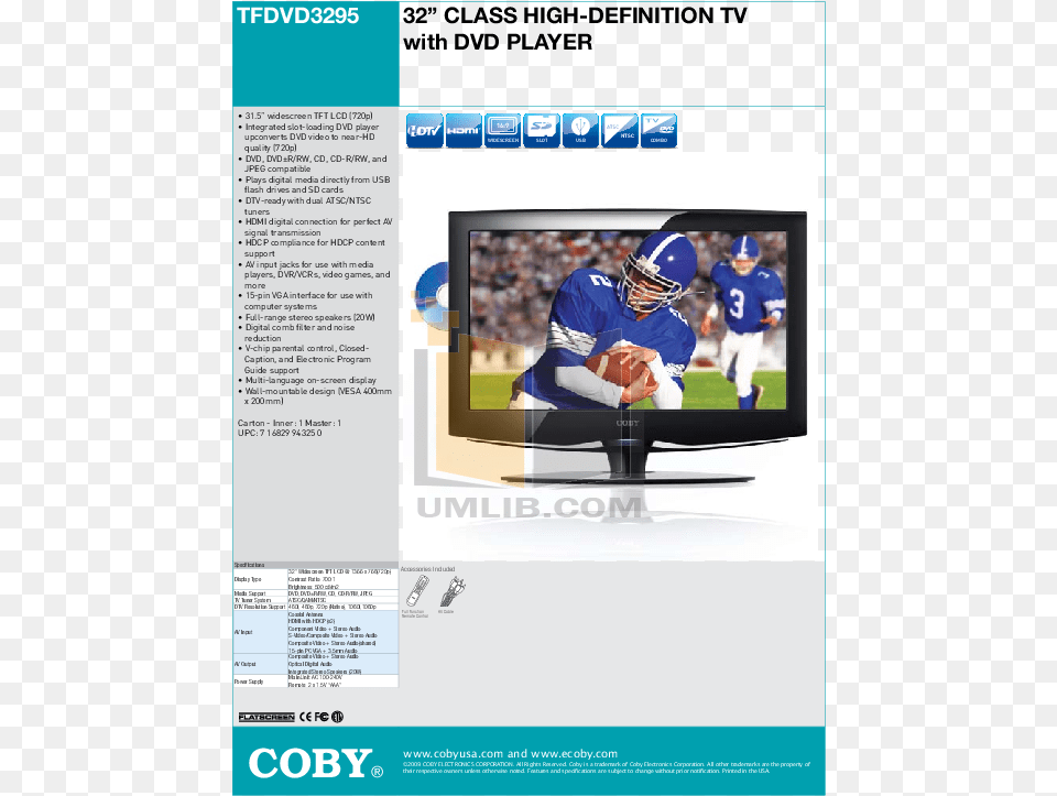 Pdf For Coby Plasma Tv Tf Dvd3295 Manual, Screen, Computer Hardware, Electronics, Hardware Free Png