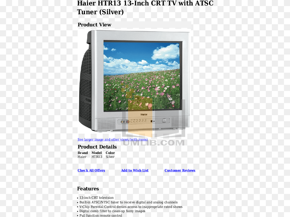 Pdf For Haier Tv Htr13 Manual Haier Haier Htr13 13quot Crt Tv, Computer Hardware, Electronics, Hardware, Monitor Free Png Download