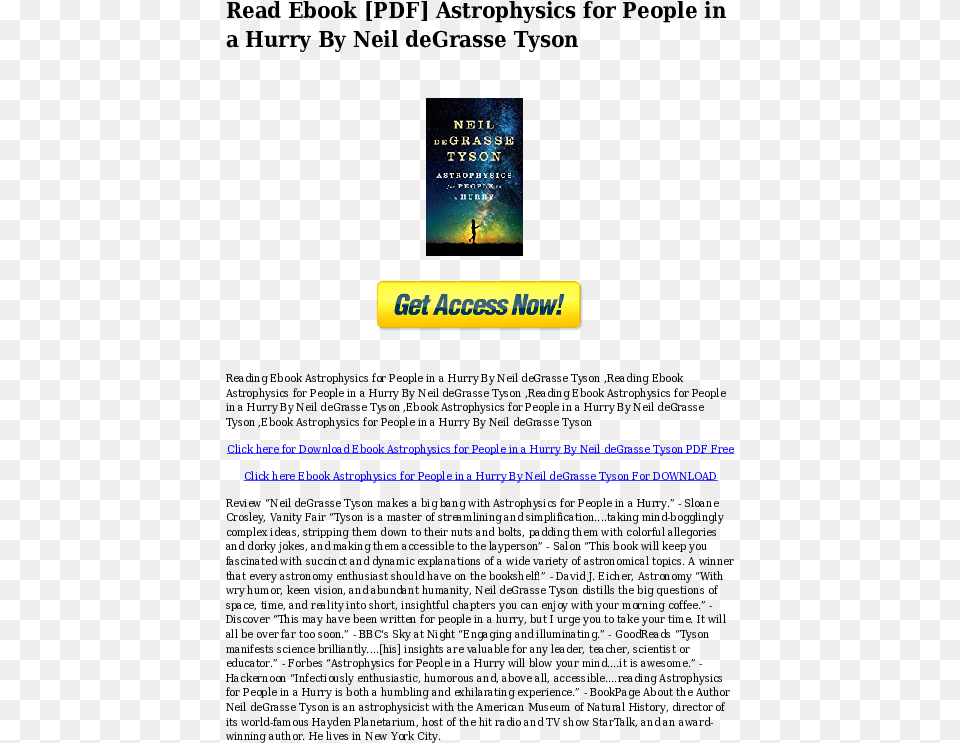 Pdf Hyc Astrophysics For People In A Hurry By Neil Degrasse Screenshot, Book, Publication, Advertisement, Poster Free Png