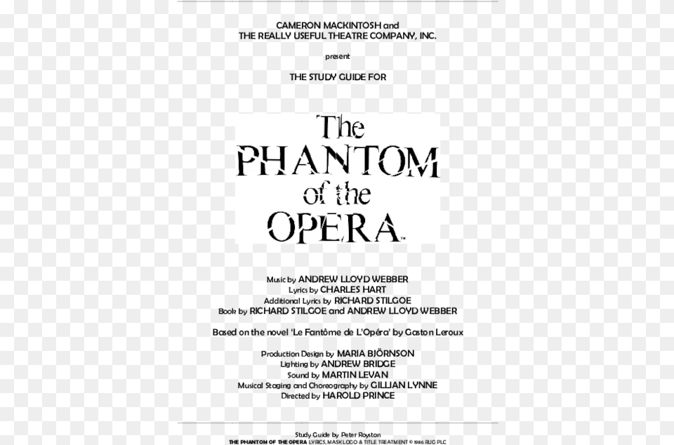 Pdf Phantom Of The Opera, Text Png Image