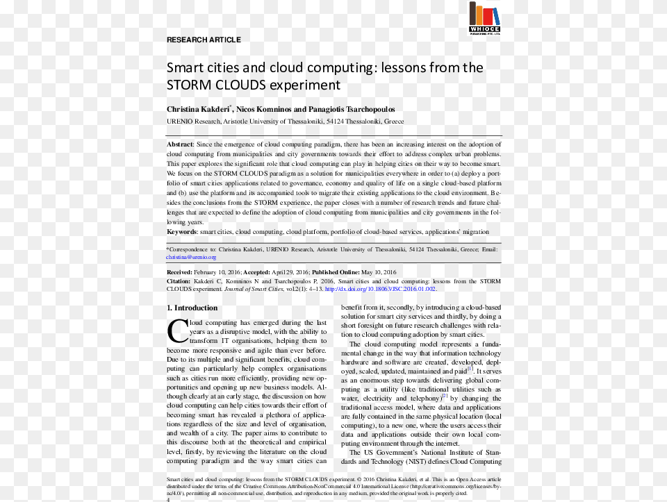 Pdf Smart Cities And Cloud Computing Lessons From The Document, Computer, Electronics, Pc, Chart Free Png Download