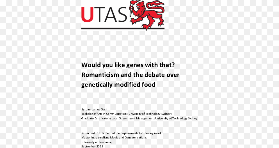 Pdf Would You Like Genes With That Romanticism And The University Of Tasmania, Baby, Person, Text, Logo Free Png