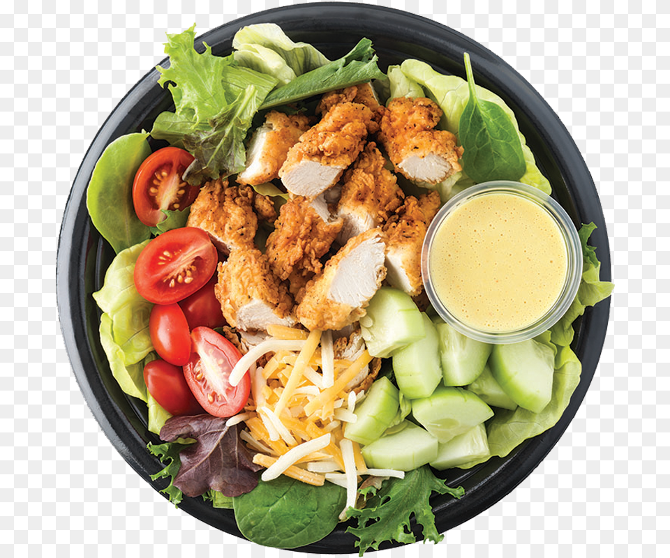 Pdq Crispy Chicken Salad Transparent, Dish, Food, Food Presentation, Lunch Png Image