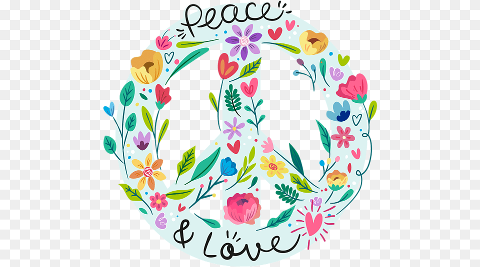 Peace And Love Floral Sign Throw Pillow Signo De La Paz Con Flores, Food, Birthday Cake, Cake, Cream Free Png Download
