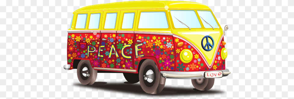 Peace And Love Vw Bus 555px Love And Peace Bus, Transportation, Vehicle, Caravan, Van Png Image