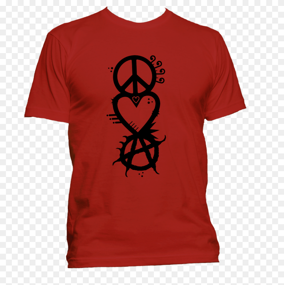 Peace Love Anarchy 2 Mockup Mens Red Family Tshirt For 50th Birthday, Clothing, T-shirt, Shirt Free Transparent Png