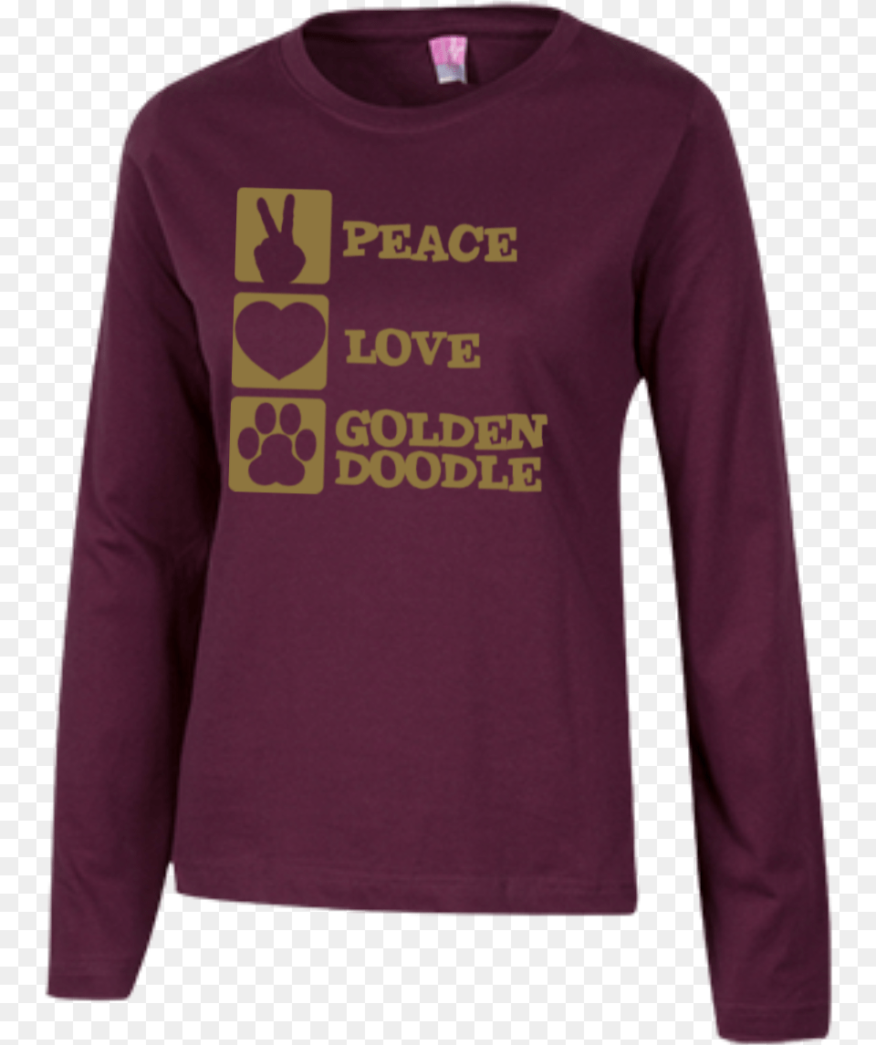 Peace Love Goldendoodle Long Sleeved T Shirt, Clothing, Long Sleeve, Sleeve, T-shirt Png Image