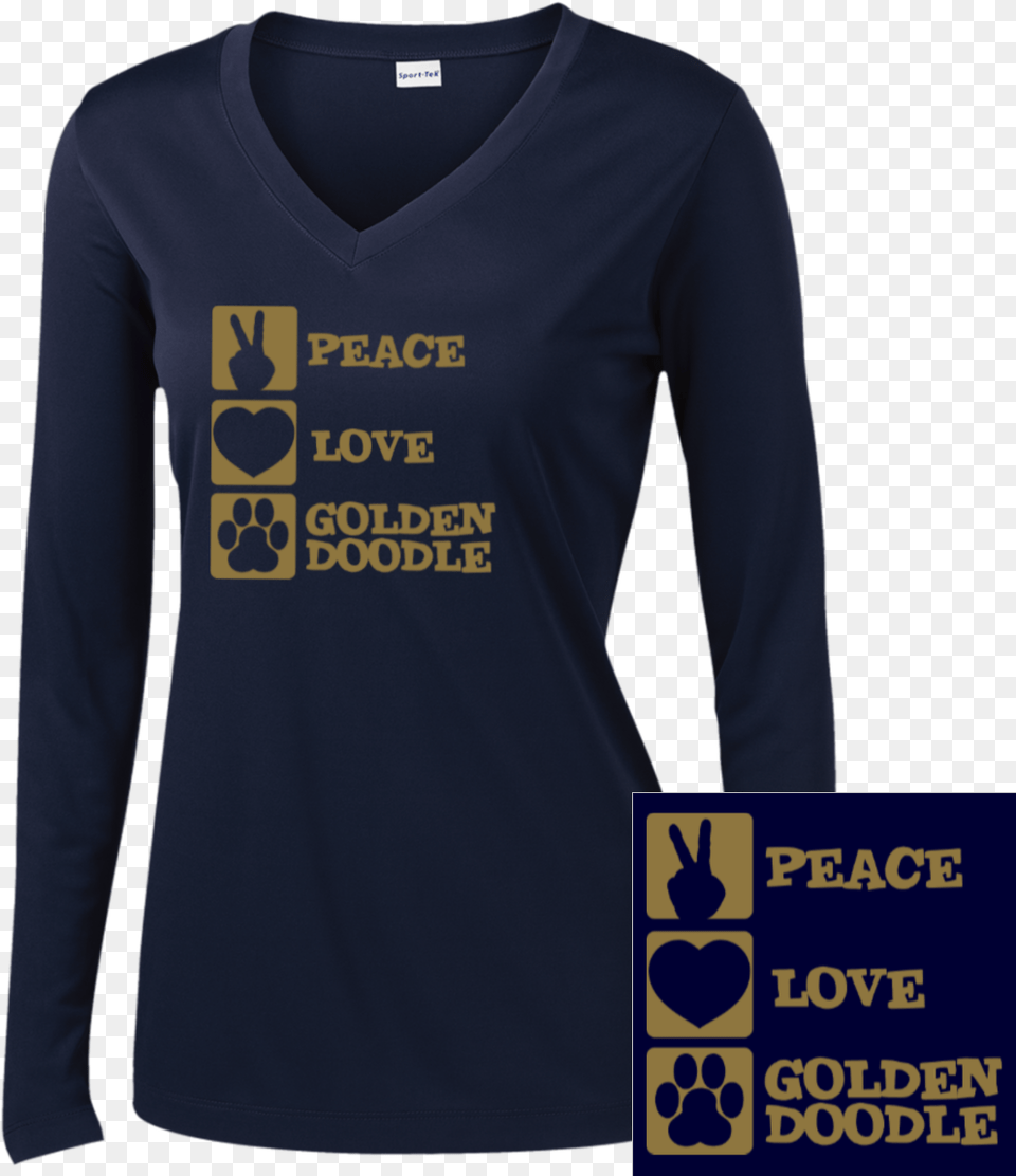 Peace Love Goldendoodle Twill Taped Neck Hoodie, Clothing, Long Sleeve, Sleeve, T-shirt Free Png Download
