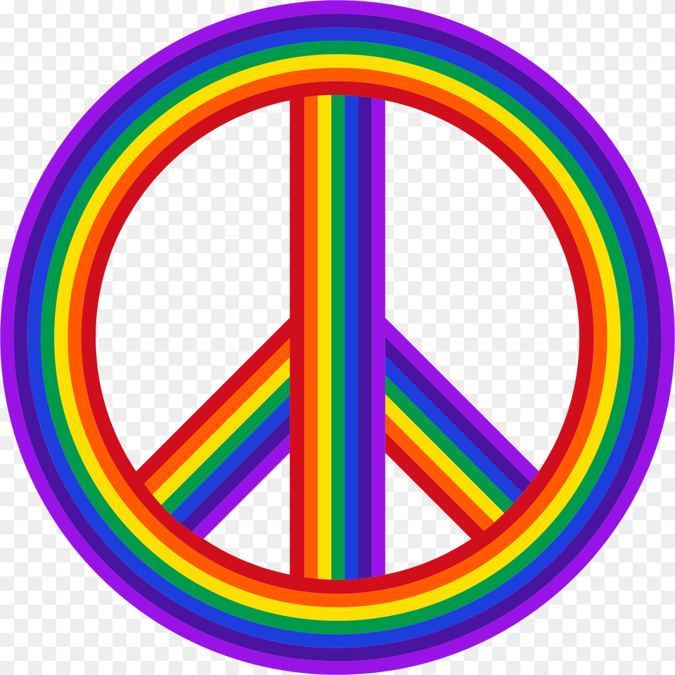Peace Sign Clipart Rainbow, Light, Neon, Disk Free Png