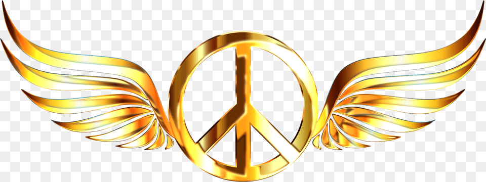 Peace Sign Clipart Background Background Wings Logo, Emblem, Symbol, Gold Free Transparent Png