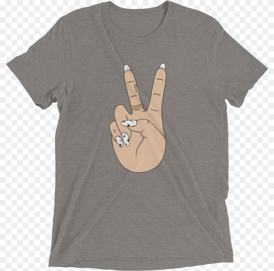 Peace Sign Hand Tri Blend Tshirt Light Skin Tone, Clothing, T-shirt, Glove, Shirt Free Png Download
