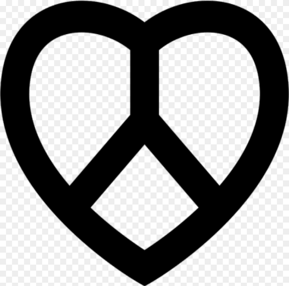 Peace Sign Peacesign Black Heart Ftestickers Love And Peace, Symbol Png