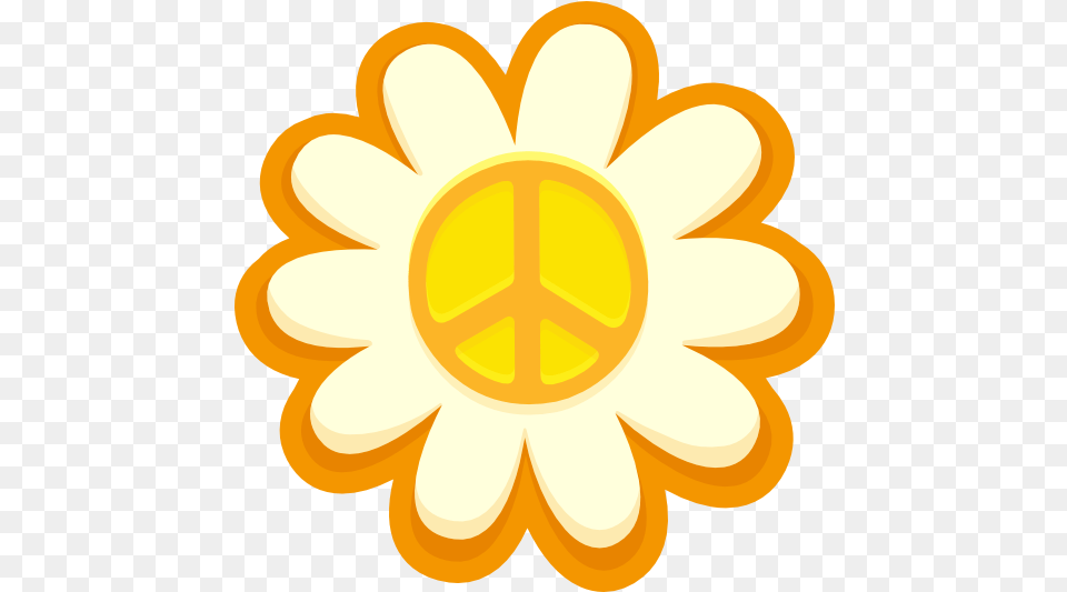 Peace Sign Sunflower Hippie Sticker Floral Design, Daisy, Flower, Plant, Gold Png