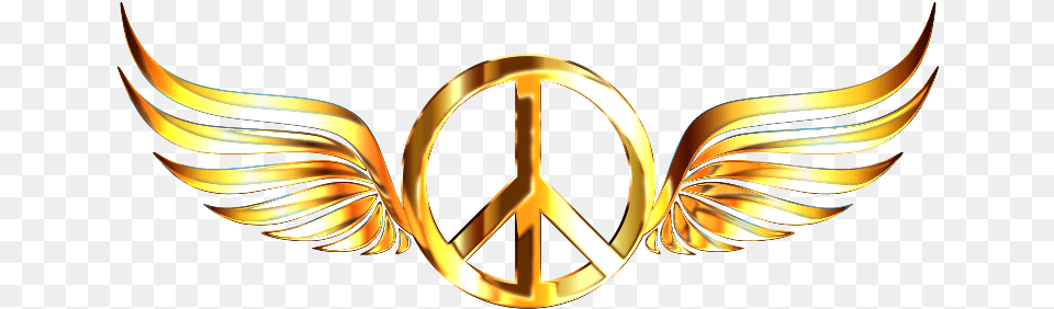 Peace Sign Wings Enhanced No Background Gold Wings No Background, Emblem, Symbol, Logo, Accessories Free Transparent Png