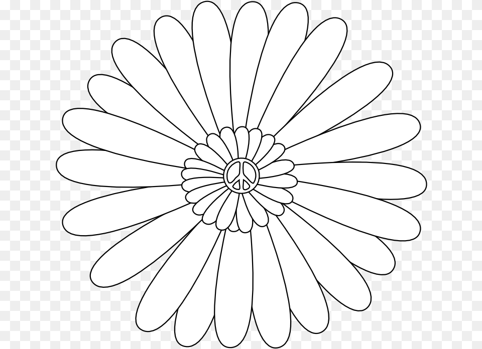 Peace Symbol Peace Sign Flower 55 Black White Line Illustration, Daisy, Plant, Appliance, Ceiling Fan Free Transparent Png