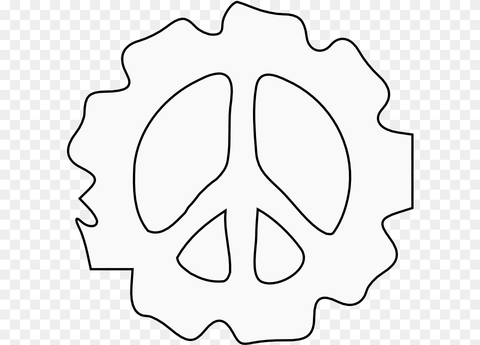Peace Symbol Peace Sign Flower 86 Black White Line Free French Forces, Stencil, Leaf, Plant, Person Png Image