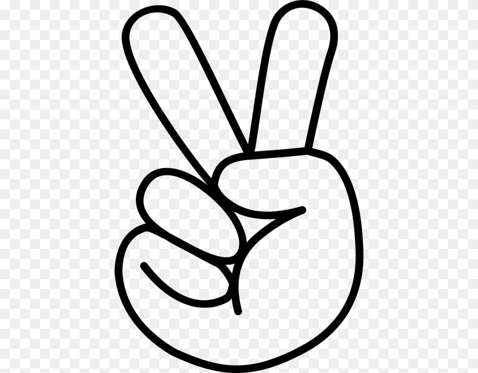 Peace Symbols V Sign Hand Finger Drawing, Gray Free Png Download