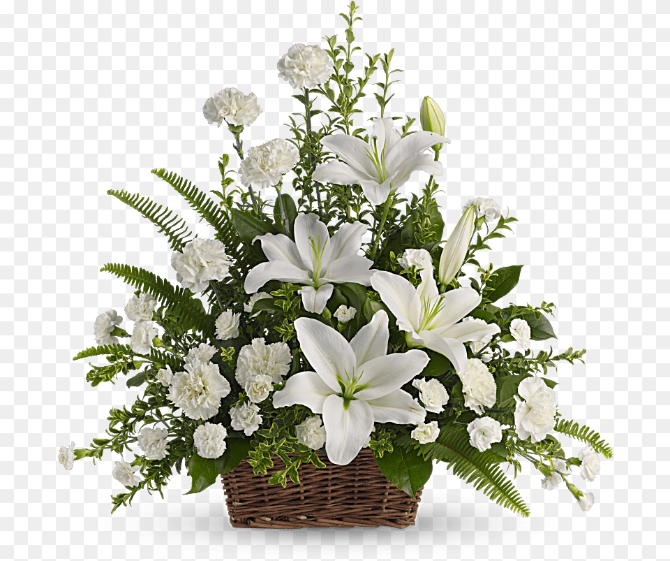 Peaceful White Lilies Basket, Flower, Flower Arrangement, Flower Bouquet, Plant Free Png