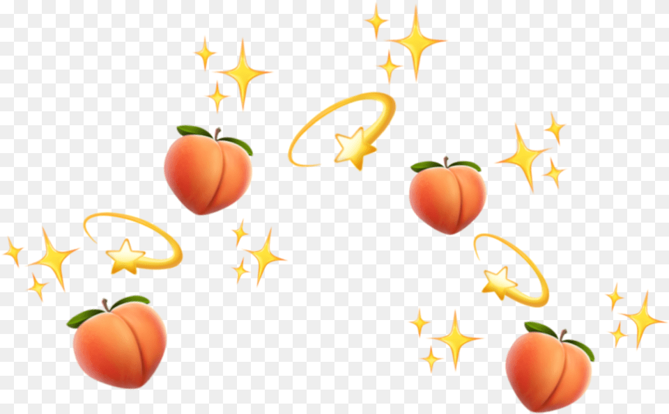 Peach Emoji Crown Aesthetic Aestheticpeach Aestheticcrown Peach Emoji Crown, Food, Fruit, Plant, Produce Png Image