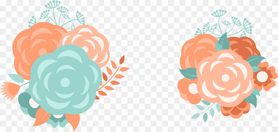 Peach Flower Clipart Wedding Aqua And Orange Flower, Art, Floral Design, Graphics, Pattern Png