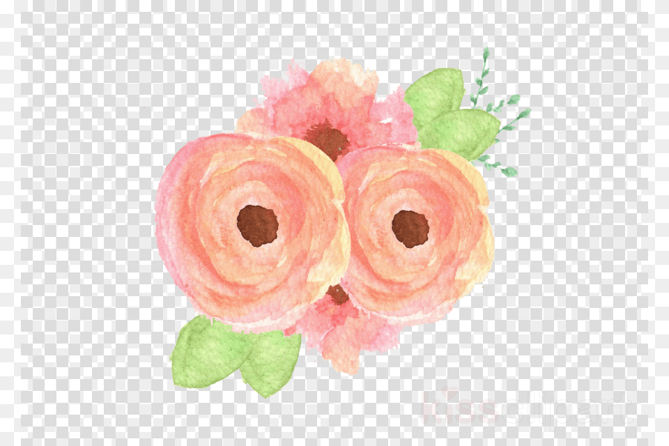 Peach Flowers Illustrations Clipart Garden Roses Gold Heart Transparent Background, Food, Sweets, Flower, Plant Png Image