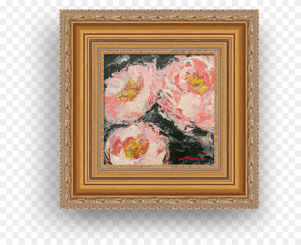 Peach Garden Roses Picture Frame, Art, Painting, Person, Modern Art Free Png