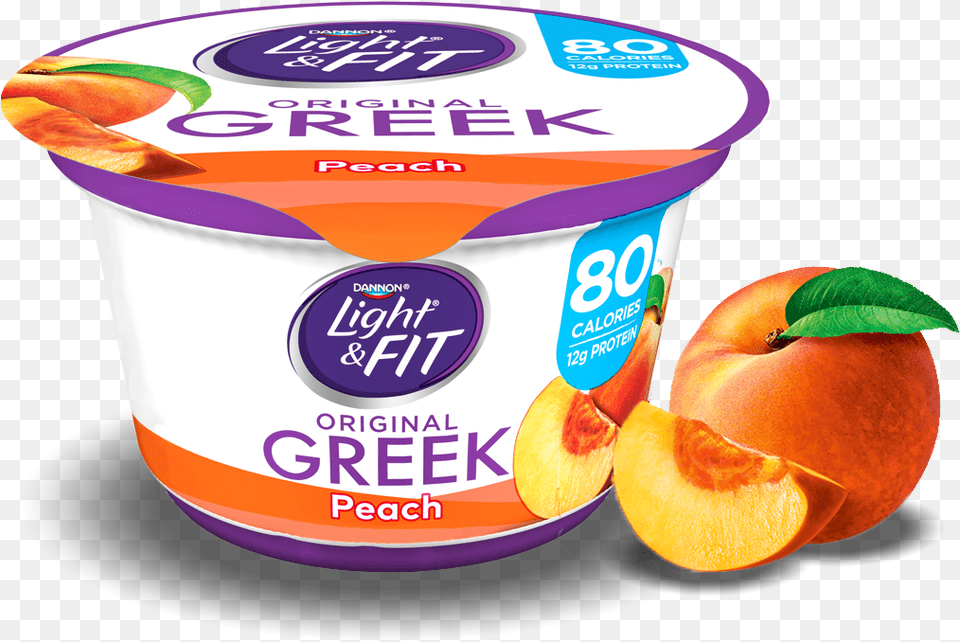 Peach Greek Yogurt Light And Fit Greek Yogurt Key Lime, Dessert, Food, Fruit, Plant Free Png Download