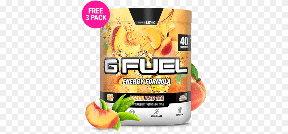 Peach Iced Tea Tub 3 Pack Gamma Labs G Fuel Energy Formula 40 Servings, Food, Fruit, Plant, Produce Png