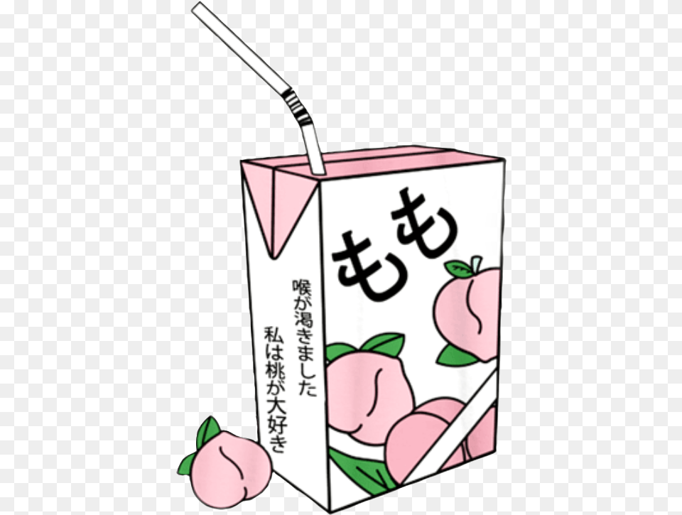 Peach Juice Juicebox Peach Juice Pink Japanese Pastel Goth Aesthetic Shirts Anime, Beverage, Milk Free Transparent Png