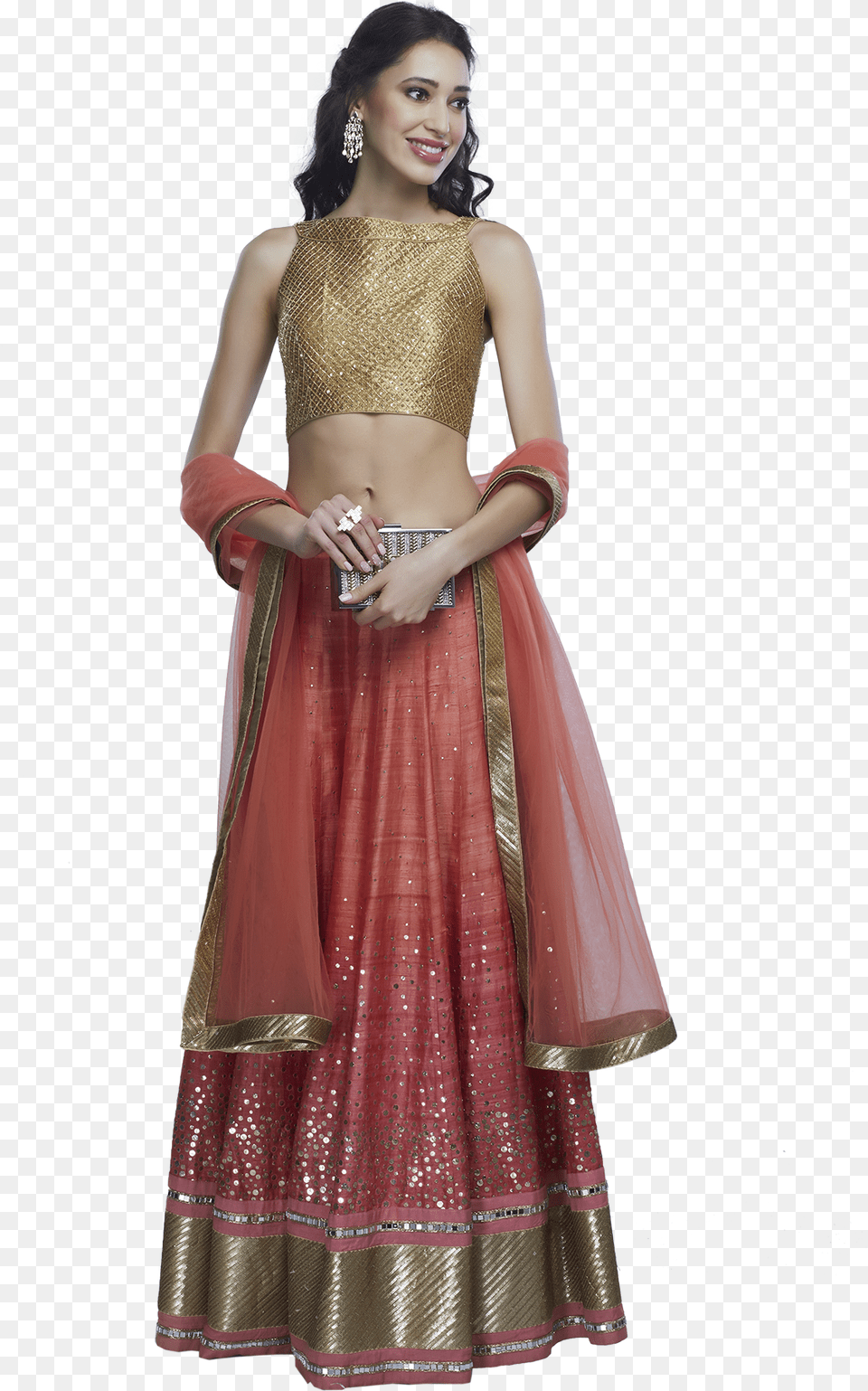 Peach Lehenga Set Photo Shoot, Adult, Person, Gown, Formal Wear Free Png Download
