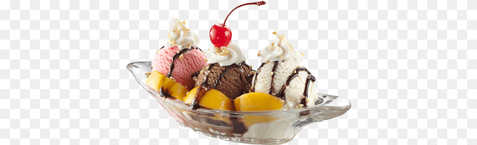 Peach Melba Split Sundae, Cream, Dessert, Food, Ice Cream Free Png