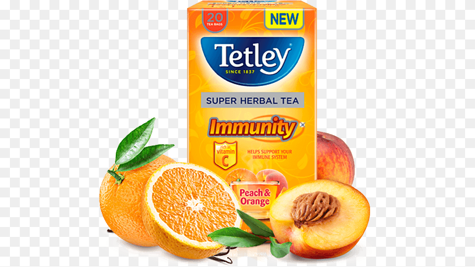 Peach Orange Tetley Orange Peach Tea, Produce, Plant, Food, Fruit Free Png Download