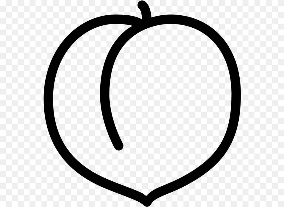 Peach Outline Clip Art Black And White Peach, Gray Free Transparent Png