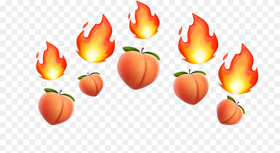 Peach Peachemoji Fire Fireemoji Crown Crownemoji, Food, Fruit, Plant, Produce Free Png