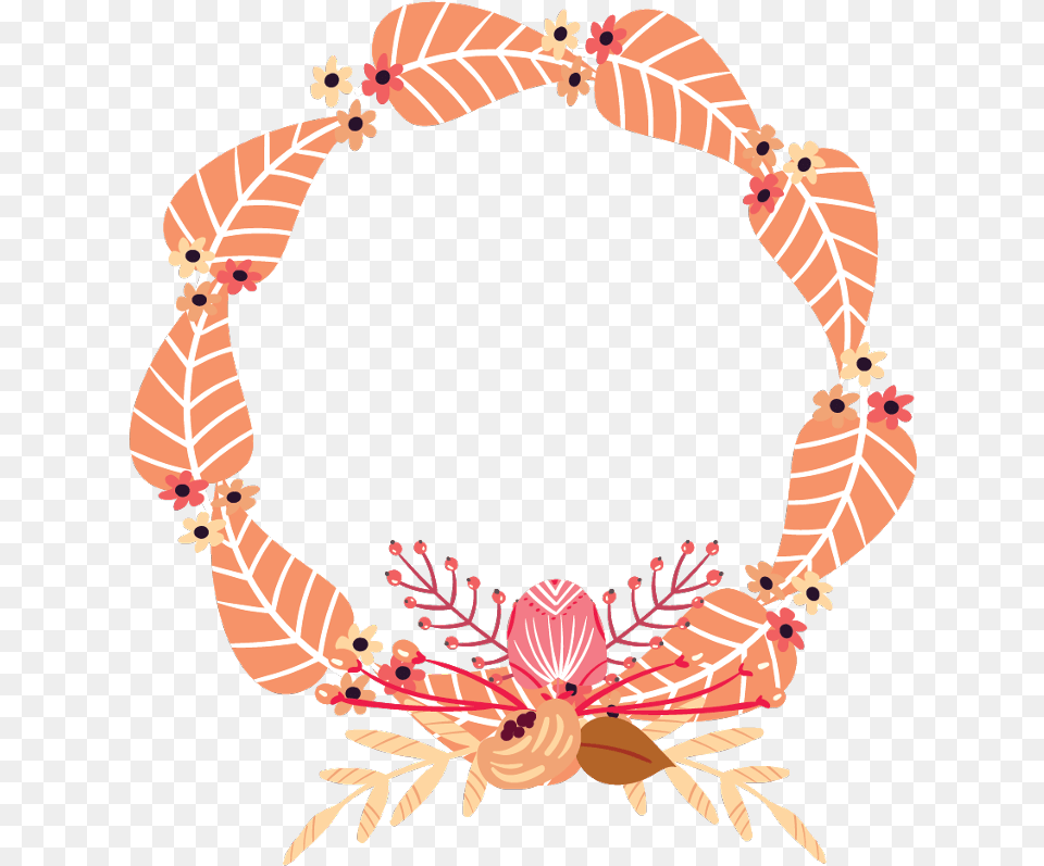 Peach Transparent Flower Border, Accessories, Necklace, Jewelry, Plant Png