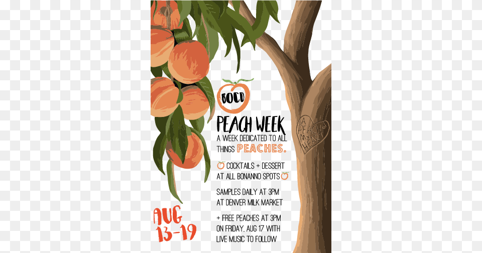 Peach Week Boco Portable Network Graphics, Advertisement, Food, Fruit, Plant Free Transparent Png