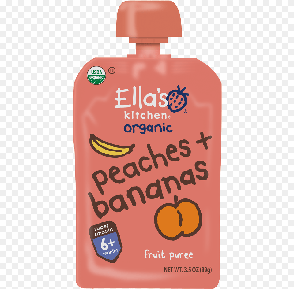 Peaches Bananas Ella39s Kitchen Peaches Amp Banana Puree, Bottle, Food, Fruit, Plant Free Png Download