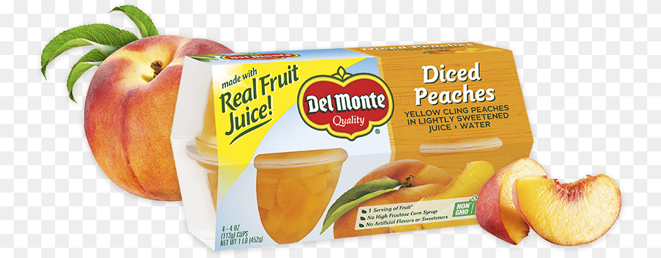 Peaches Fruit Cup Snacks Delmonte Plastic Fruit Cup Diced Peaches In Light Syrup, Food, Peach, Plant, Produce Free Transparent Png
