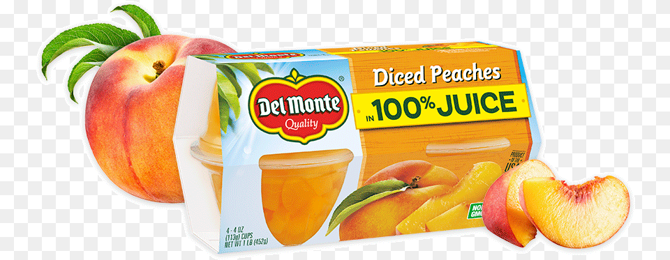 Peaches Fruit Cup Snacks Delmonte Sliced Peaches 100 Calories, Apple, Food, Peach, Plant Free Png Download